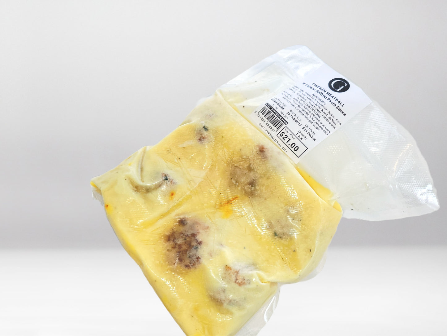 CHICKEN MEATBALLS w Lemon Saffron Sauce / Homemade - frozen item