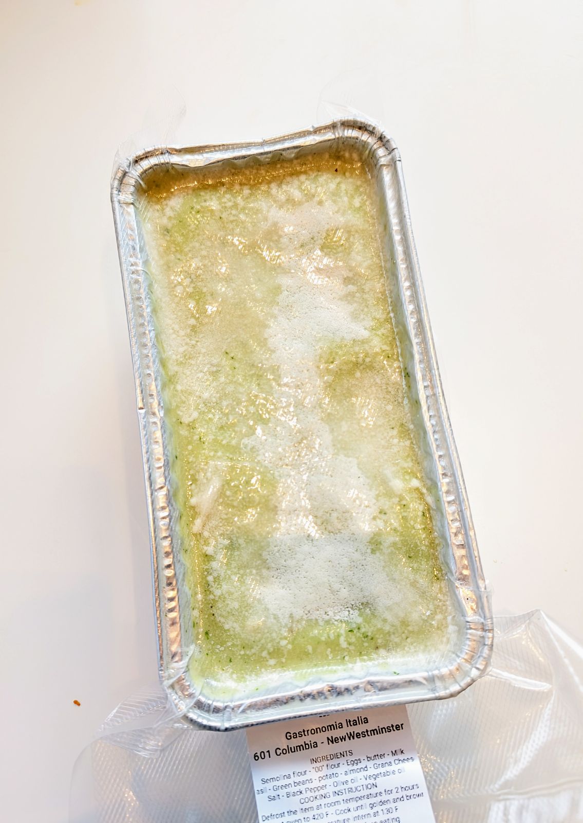 BASIL PESTO, ROASTED POTATO and GREEN BEANS - Lasagna - Homemade - Frozen Item -